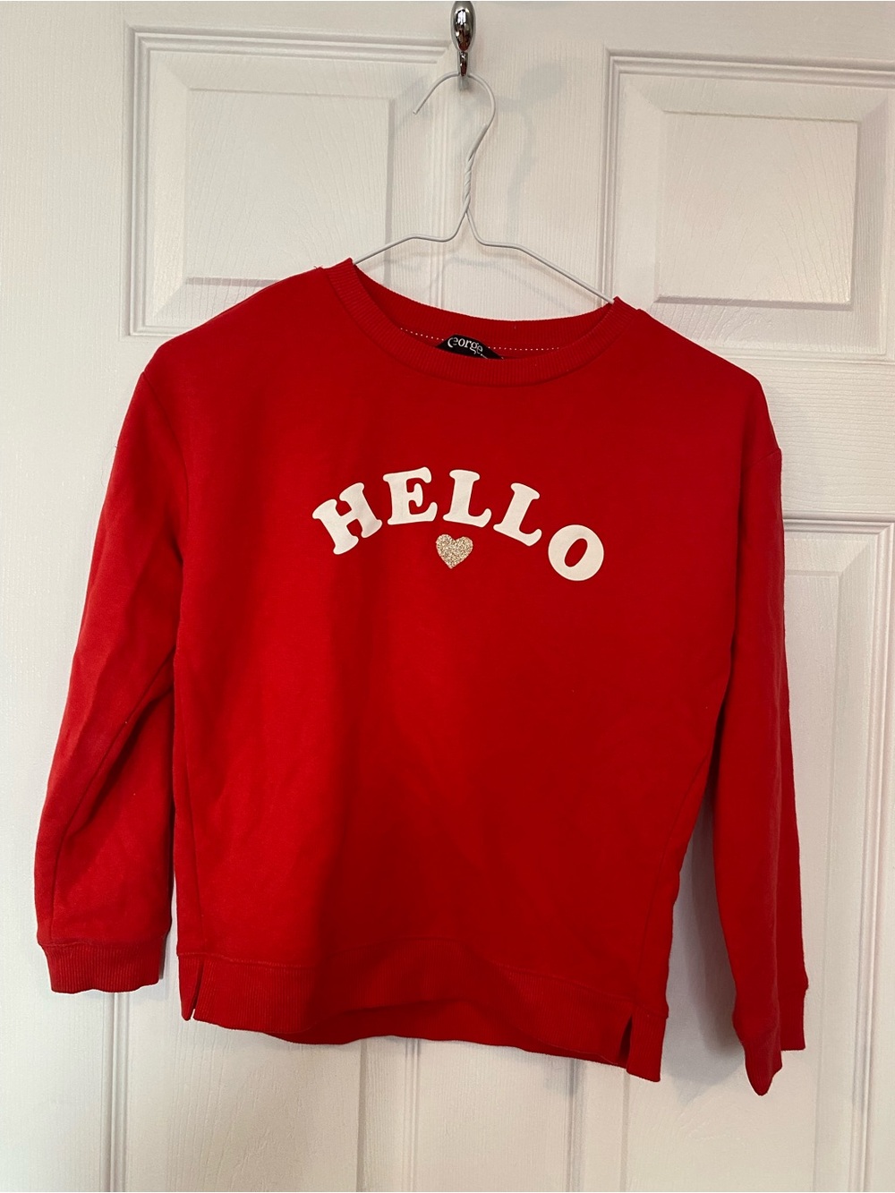 George Girls Red "Hello" Heart Graphic Sweatshirt Size M 7-8